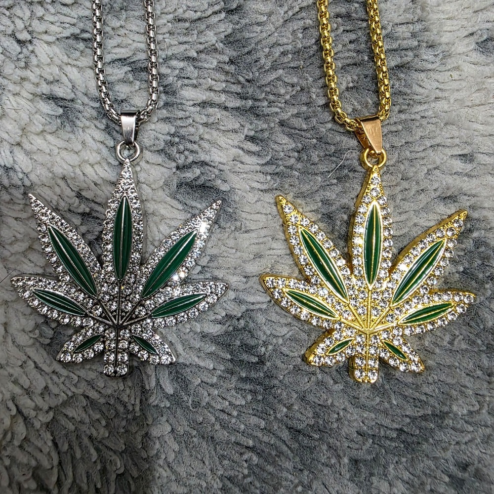 Pot Leaf Necklace Set: Silver & Gold
